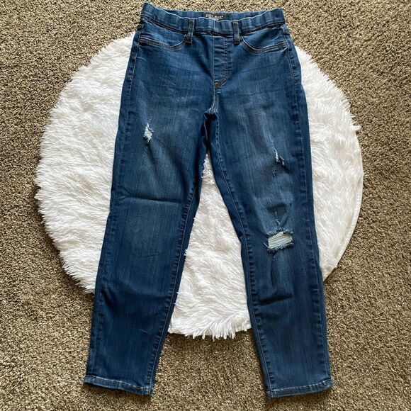 Judy Blue Boyfriend Fit Jeans Pull On Distressed Womens Size 7 28 Blue Stretchy - Picture 1 of 8